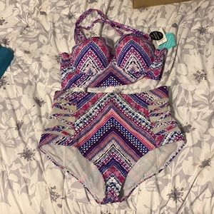 Multicolor Chevron Push Up Multi-way Bikini Top